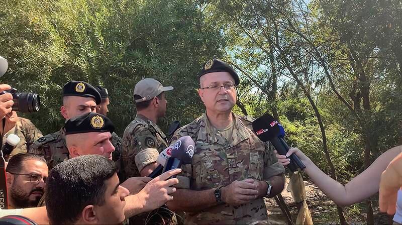 General Elias Aad said the Lebanese Army arrested 8,000 people who were trying to cross from Syria in August, and 4,500 in September. Picture: Screengrab
