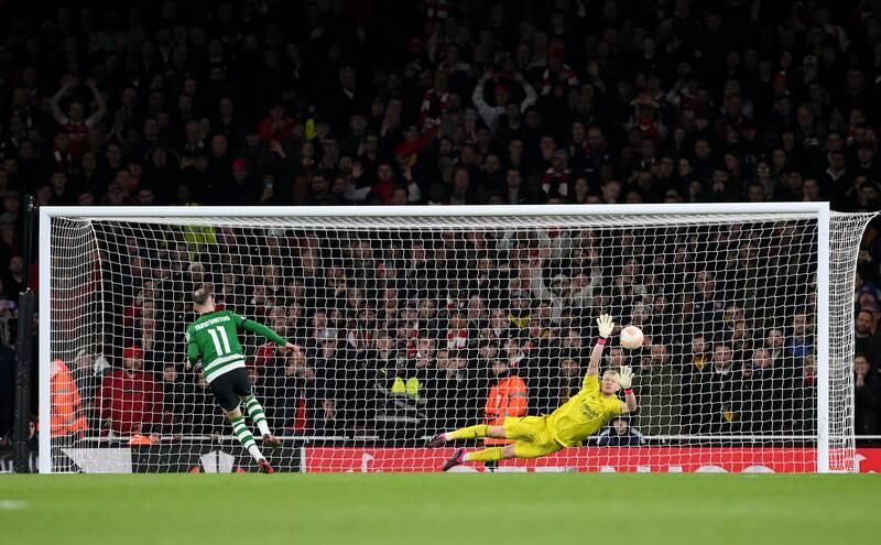 Nuno Santos scores to put Sporting through and Arsenal out. Getty