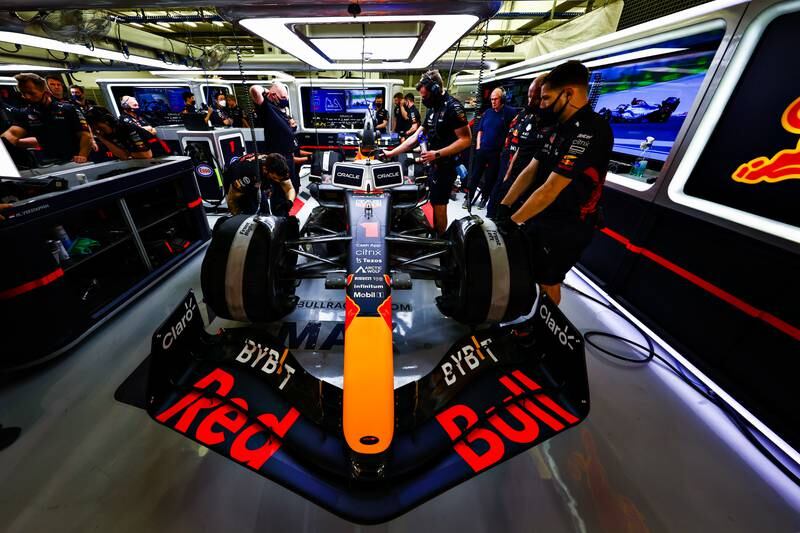 Red Bull's Max Verstappen prepares to drive in the garage during Day Three of F1 Testing at Bahrain International Circuit. The 2022 season gets underway in Bahrain on March 20. Getty