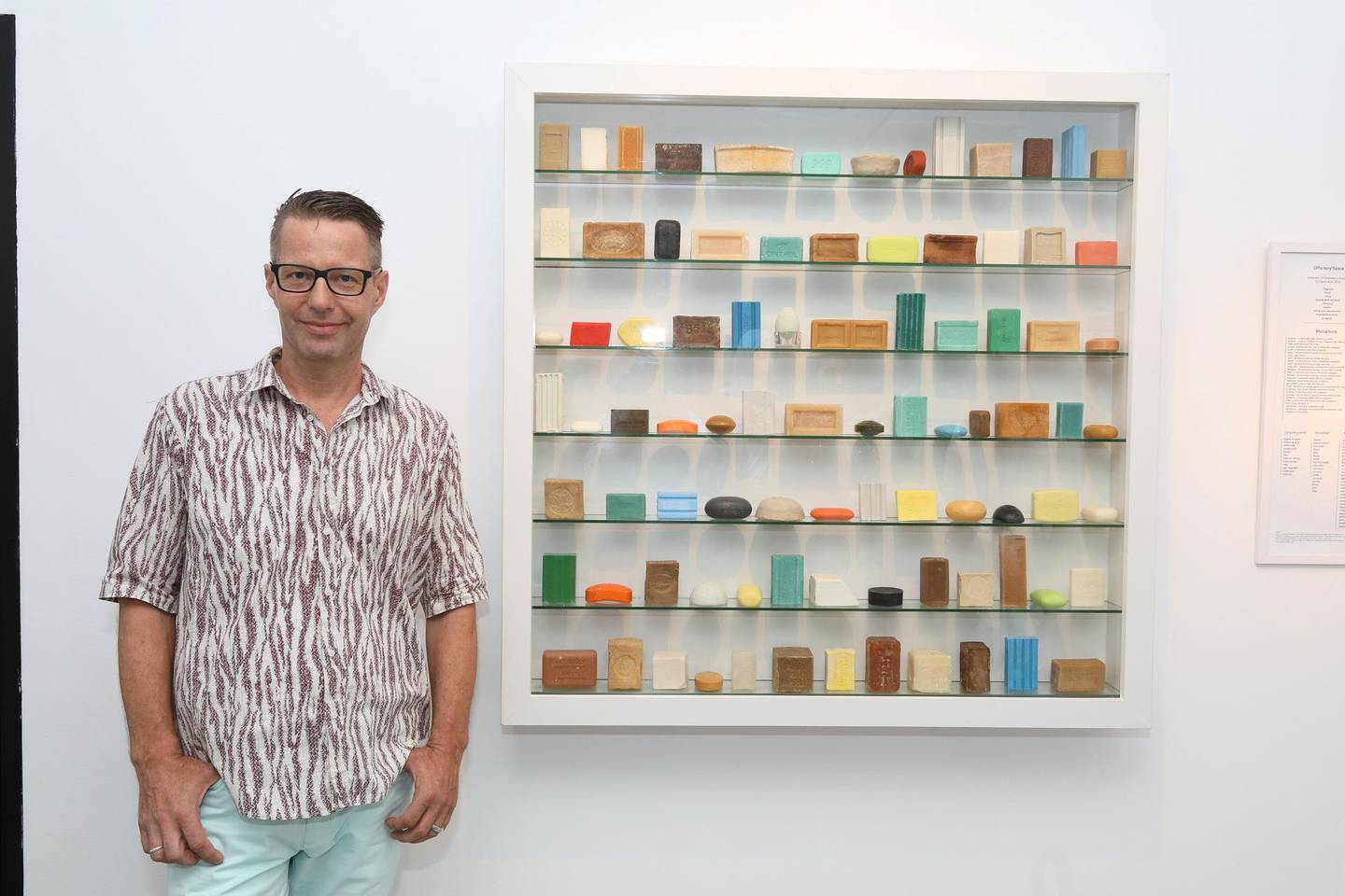 Tor Seidel with his ‘Memories Can’t Wait 1-3’. Courtesy of Tashkeel