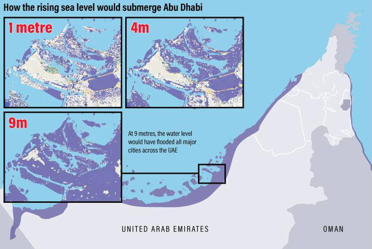 How Abu Dhabi would be affected by rising sea levels.