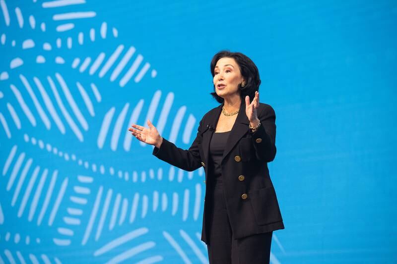 Safra Catz, Oracle chief executive, addresses Oracle Cloud World in Las Vegas, Nevada. Photo: Oracle