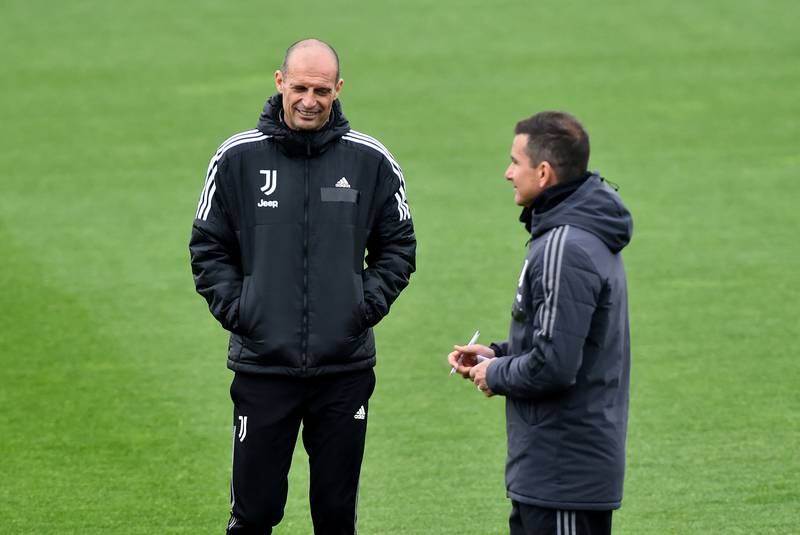 Juventus coach Max Allegri leads training. Reuters