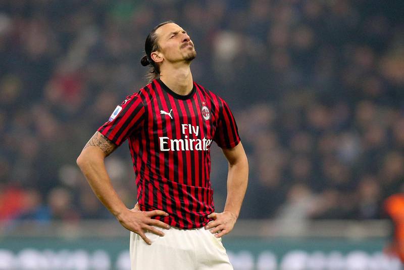 Milan's Zlatan Ibrahimovic looks dejected. EPA