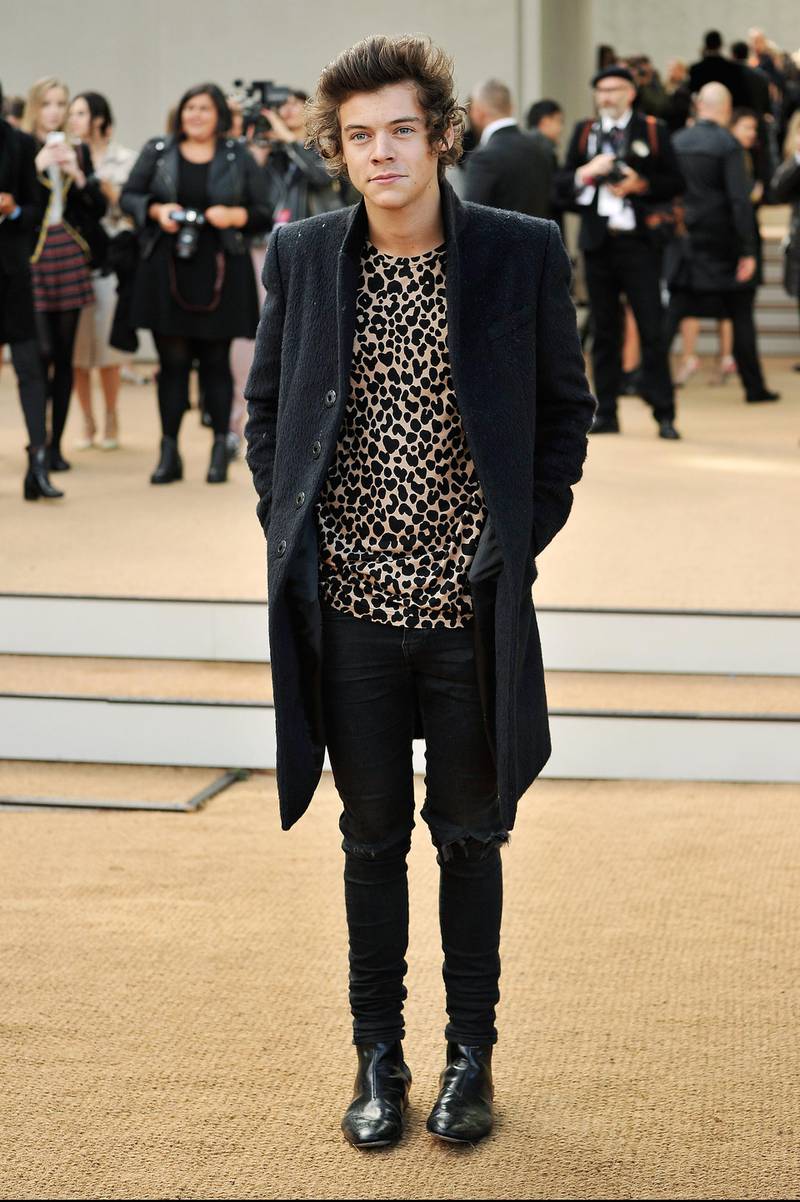 LONDON, ENGLAND - SEPTEMBER 16:  Harry Styles arrives at Burberry Prorsum Womenswear Spring/Summer 2014 show during London Fashion Week at Kensington Gardens on September 16, 2013 in London, England.  (Photo by Gareth Cattermole/Getty Images for Burberry)