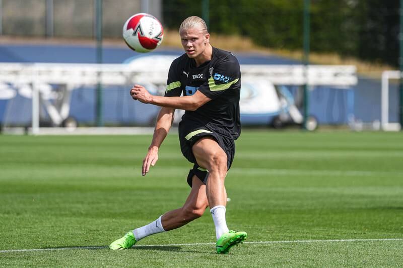 City new boy Erling Haaland during training at the club's Academy Stadium. 