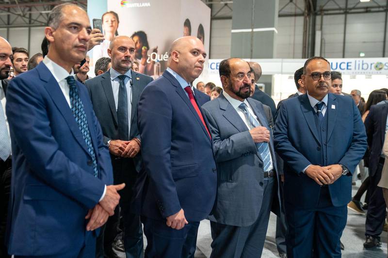 Dr Sheikh Sultan Bin Mohammed Al Qasimi, Supreme Council Member and Ruler of Sharjah, attends the opening of LIBER International Book Fair in Madrid on October 9, 2019. Courtesy Sharjah Media Office