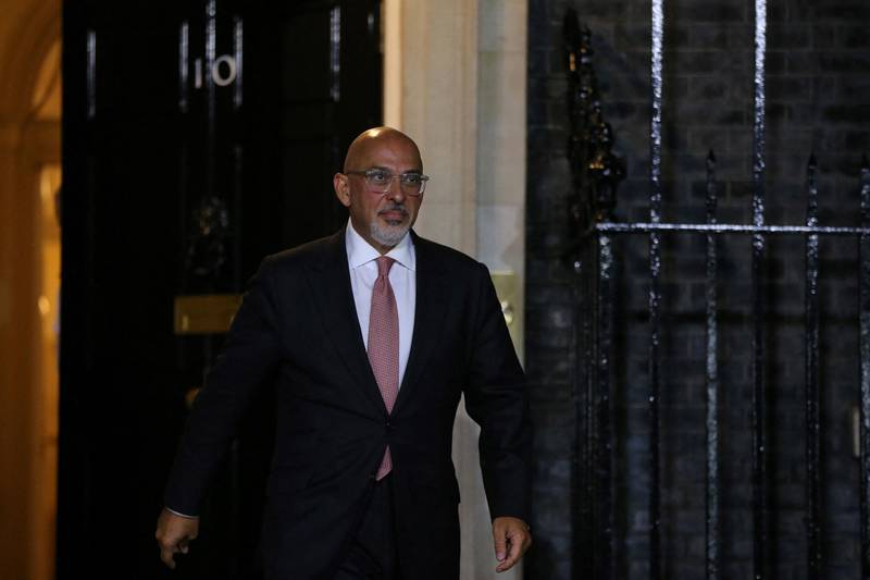 Britain's Chancellor of the Duchy of Lancaster and Minister for Intergovernmental Relations and Minister for Equalities Nadhim Zahawi leaves 10 Downing Street after a meeting Britain's new Prime Minister Liz Truss on Tuesday night. AFP
