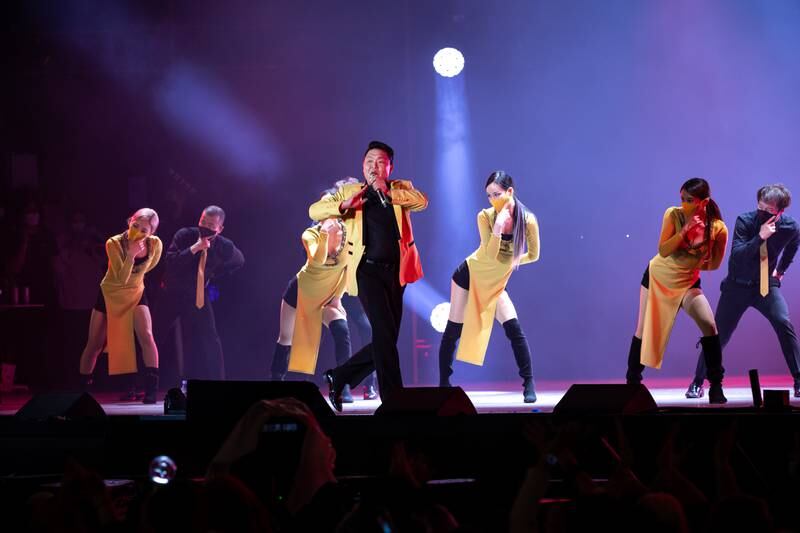 Psy performs during the K-Pop concert on the Jubilee Stage. Photo: Expo 2020 Dubai