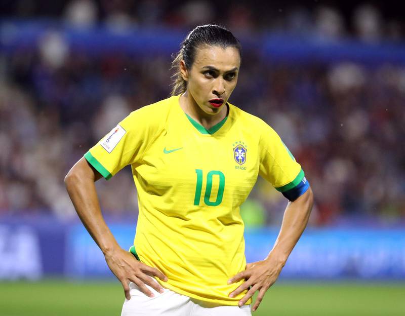 Soccer Football - Women's World Cup - Round of 16 - France v Brazil - Stade Oceane, Le Havre, France - June 23, 2019  Brazil's Marta looks dejected   REUTERS/Lucy Nicholson