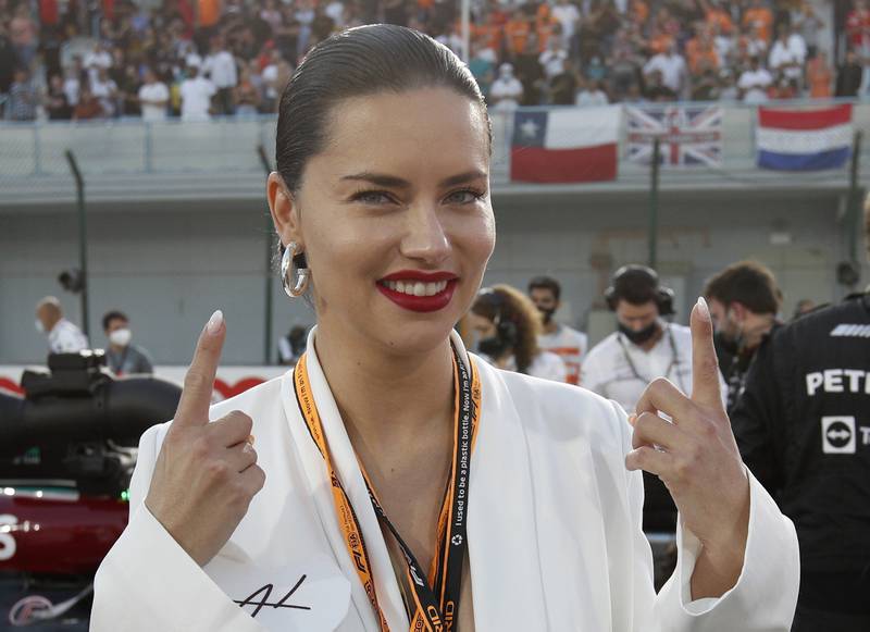 Model Adriana Lima at the starting grid in Doha. Reuters