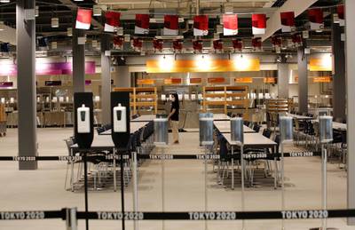 The main dining hall at the Tokyo 2020 Olympic and Paralympic Village in Tokyo.