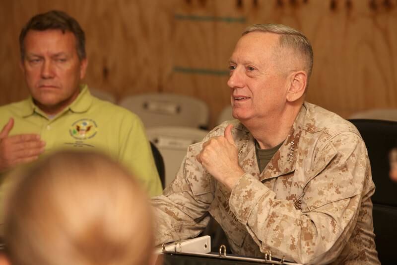 Gen Jim Mattis visits Camp Leatherneck, Afghanistan, in 2010 when he was head of Centcom. Photo: US Marine Corps