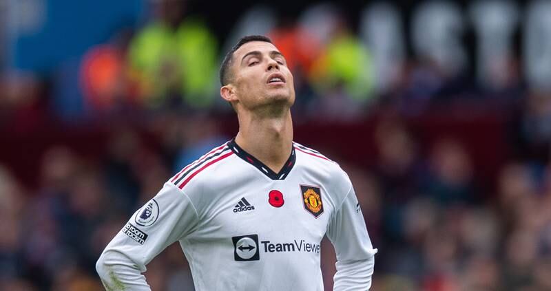 Manchester United's Cristiano Ronaldo looks frustrated. EPA