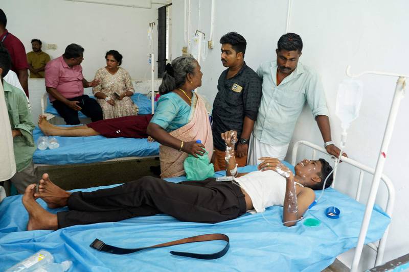 Victims receive treatment at the Government Medical College hospital in Ernakulam after the blasts in Kochi. AFP