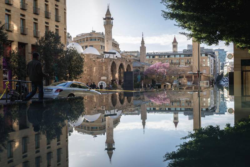 2C8DH54 Amir Assaf Mosque and Al Omari Grand Mosque located on Waygand Street in downtown of Beirut, Lebanon