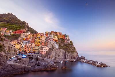 Cinque Terre, a string of five fishing villages on the Italian Riviera, is number 13. Getty Images