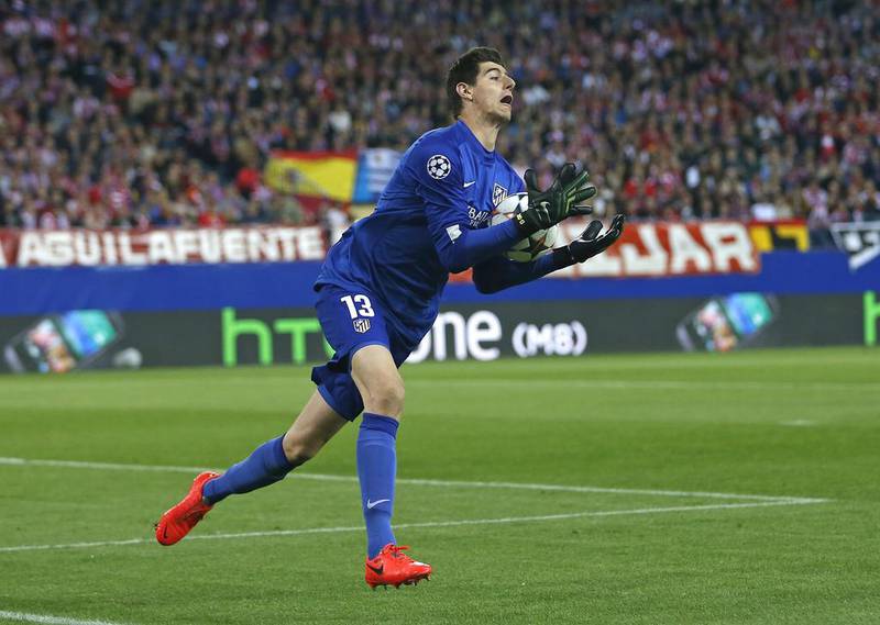 Atletico Madrid goalkeeper Thibaut Courtois catches the ball during the Champions League match against Chelsea on Tuesday. Andres Kudacki / AP / April 22, 2014