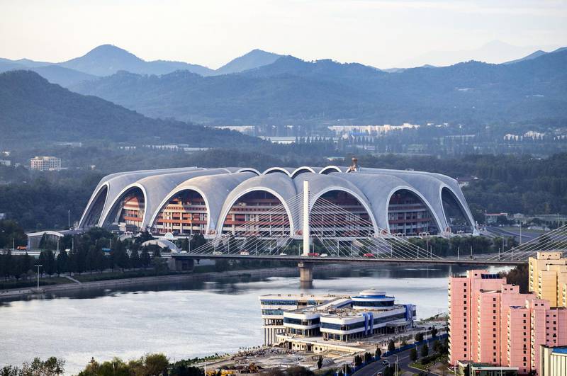 Mandatory Credit: Photo by Sipa Asia/Shutterstock (8989318f)The Rungrado 1st of May Stadium is a multi-purpose stadium in Pyongyang, North Korea, completed on 1 May 1989. It is the largest stadium in the world, with a total capacity of 114,000. The site occupies an area of 20.7 hectares (51 acres).  It is not to be confused with the nearby 50,000 capacity Kim Il-sung Stadium.The Rungrado Stadium, Pyongyang, North Korea - 08 Aug 2017