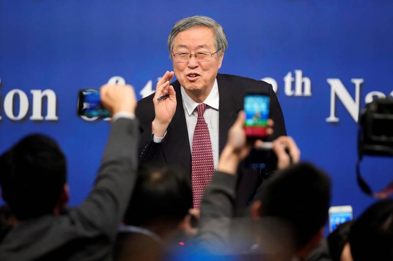 Zhou Xiaochuan, Governor of the People's Bank of China, attends a press conference in Beijing. Aly Song / Reuters