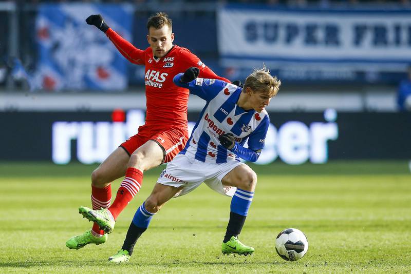 Martin Odegaard, right, is on loan at Heerenveen from Real Madrid. Getty Images
