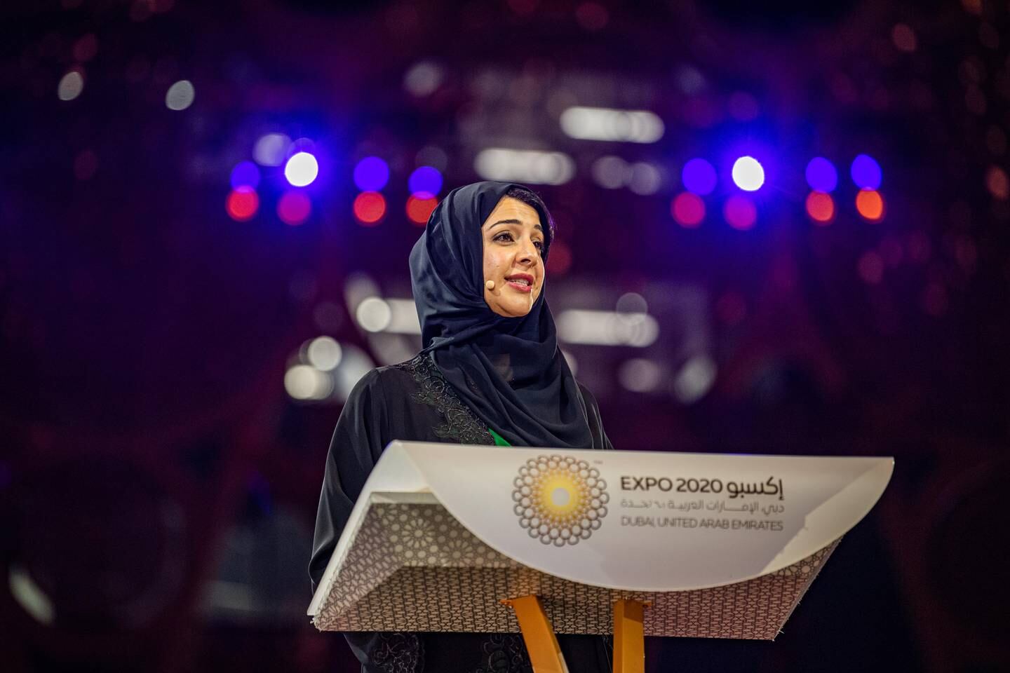 Reem Al Hashimy, UAE Minister of State for International Co-operation and director general of Expo 2020 Dubai, during the inauguration of the Women's Pavilion inauguration at Al Wasl, Expo 2020 Dubai. Photo: Expo 2020 Dubai