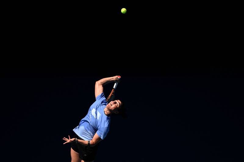 Ons Jabeur during a practice session ahead of the Australian Open. AFP