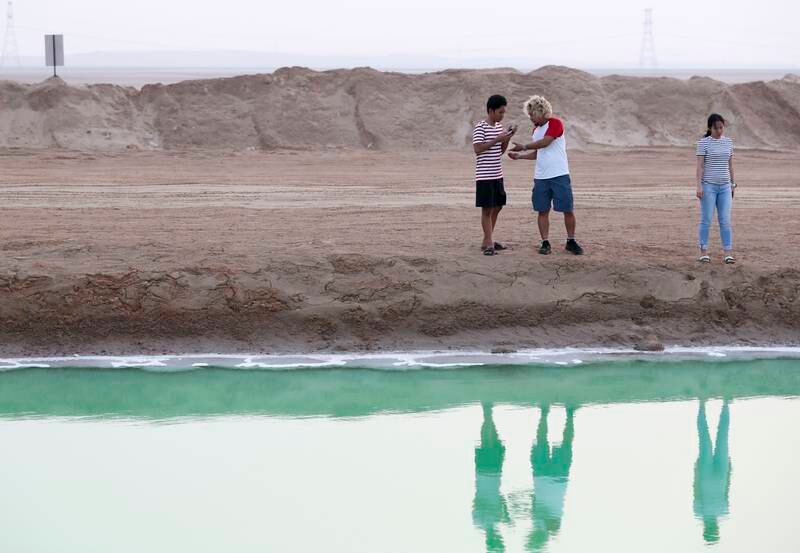 Keebee Ithong, 35, drove from Al Ain with his family to take pictures and admire the lily pad-like salt structures at the lake.