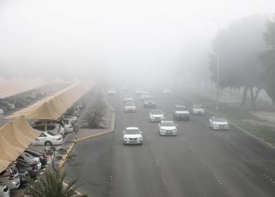 Abu Dhabi, U.A.E., January 7, 2018.  Early morning fog on Muroor Road.Victor Besa / The NationalNational