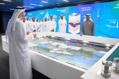 President Sheikh Mohamed tours Adnoc headquarters, after a board meeting. Photo: Hamad Al Kaabi /  UAE Presidential Court
