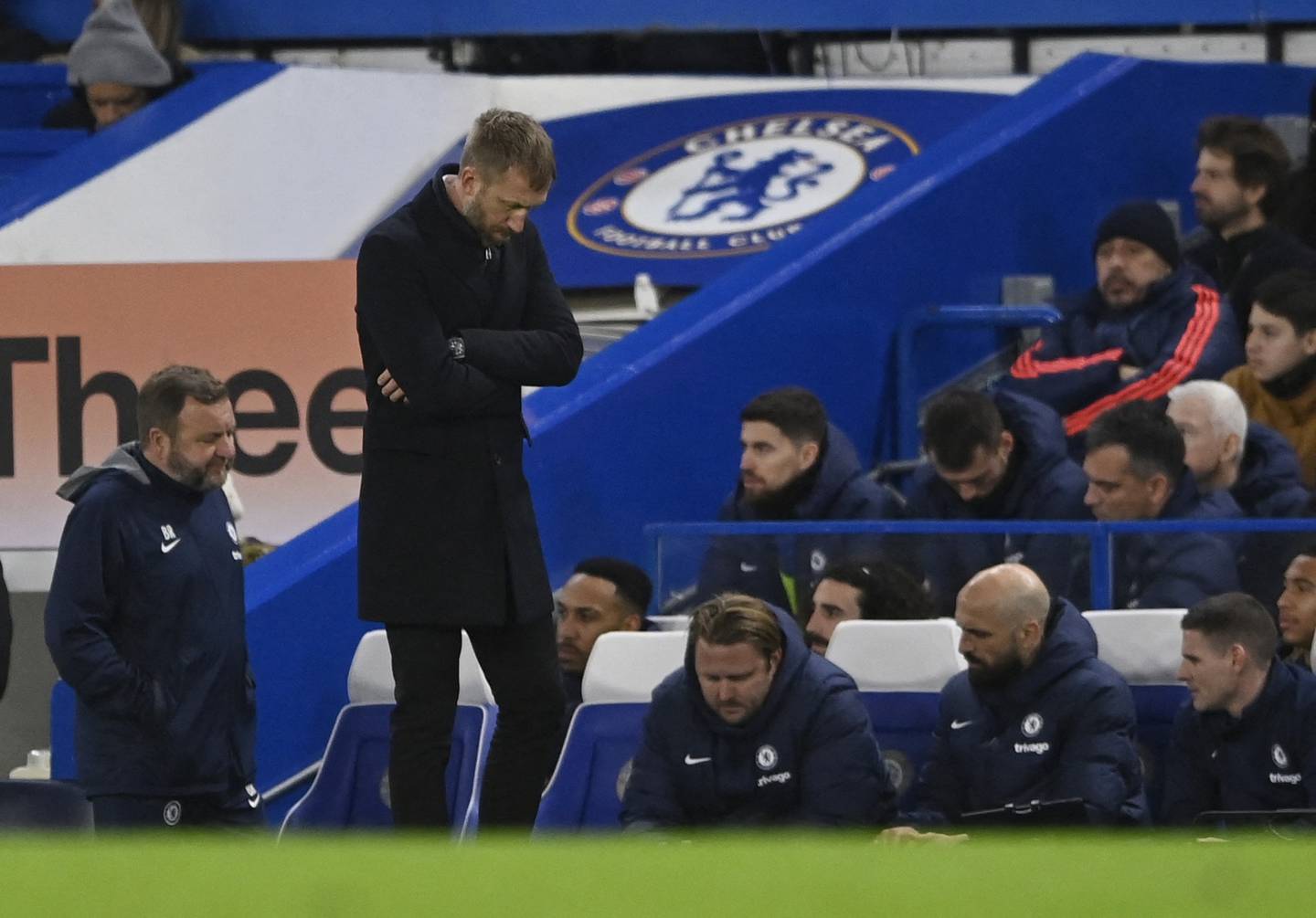 Chelsea manager Graham Potter said he was 'proud' of his players after defeat to Manchester City. Reuters