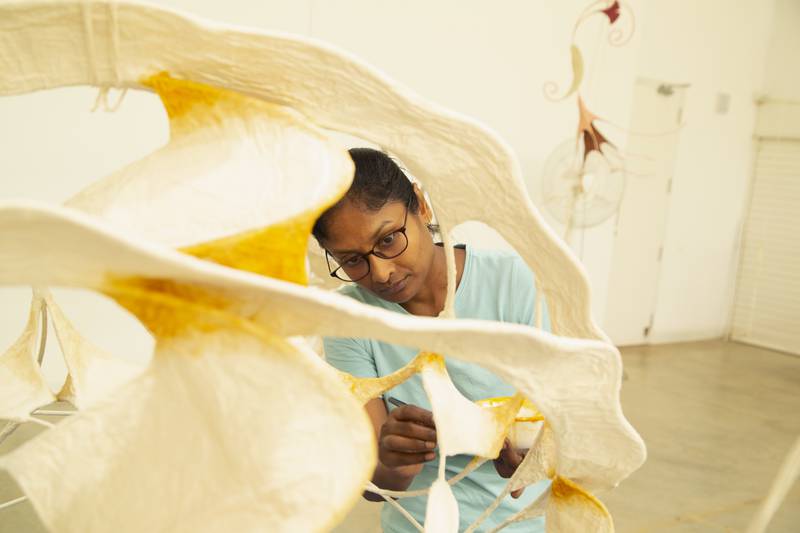 Ranjani Shettar at work. Photo: Ranjani Shettar / Talwar Gallery