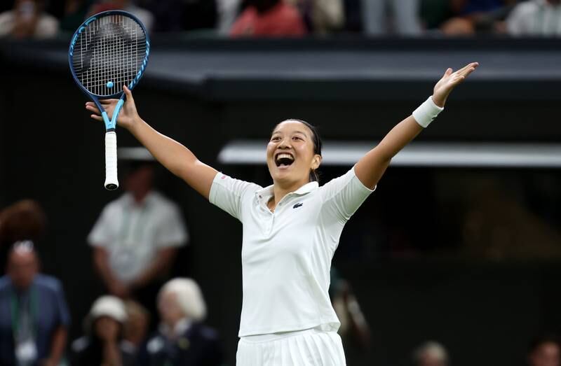 Harmony Tan of France celebrates. Getty Images