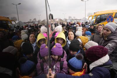 The number of refugees crossing from Ukraine to Poland has dropped since the peak in March. AP
