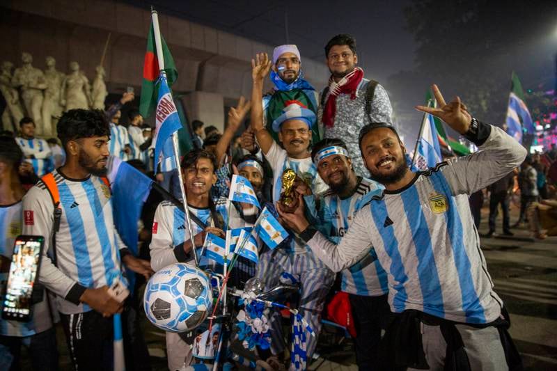 Bangladeshi fans after the World Cup final at the Dhaka University area in Bangladesh. EPA