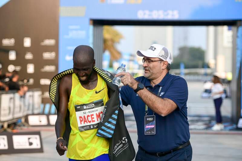 Kenyan Timothy Kiplagat won the Abu Dhabi Marathon after starting as a pacemaker. 