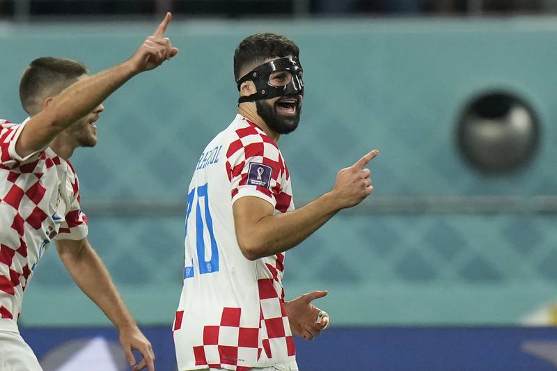 Croatia's Josko Gvardiol celebrates after opening the scoring. AP