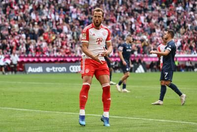 Bayern Munich's Harry Kane celebrates after scoring the fifth. EPA