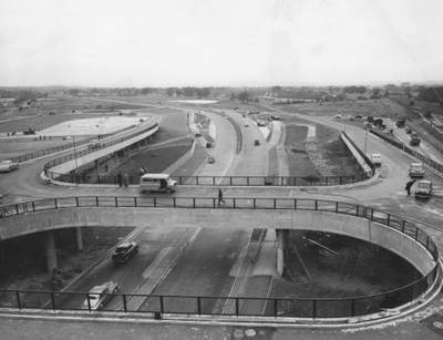 Flyovers leading to and from the main Brighton Road at Gatwick Airport in 1958