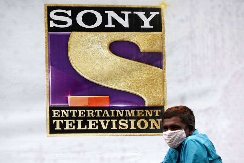 A Sony Entertainment banner at a film set in Mumbai. The deal to merge with Zee will help expand Sony’s media business in the world’s second-most populous country. Reuters