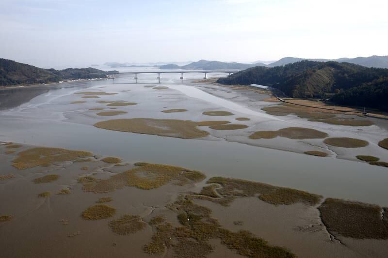 A 'getbol,' or tidal flat, in Boseong, South Jeolla Province, South Korea, which has been listed as a natural World Heritage Site by Unesco