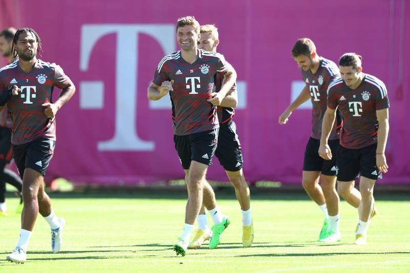 Thomas Müller training with his Bayern Munich teammates. Getty