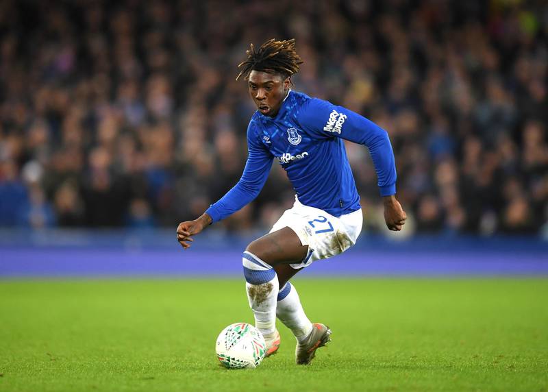 LIVERPOOL, ENGLAND - DECEMBER 18: Moise Kean of Everton runs with the ball  during the Carabao Cup Quarter Final match between Everton FC and Leicester FC at Goodison Park on December 18, 2019 in Liverpool, England. (Photo by Michael Regan/Getty Images)