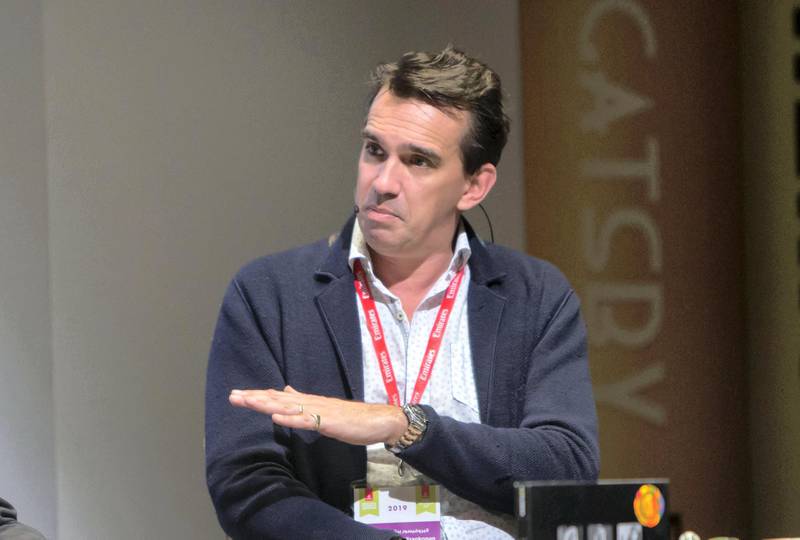 DUBAI, UNITED ARAB EMIRATES - Peter Frankopan at The Who writes the history session at the Literature Festival, Dubai Festival City.  Leslie Pableo for the National