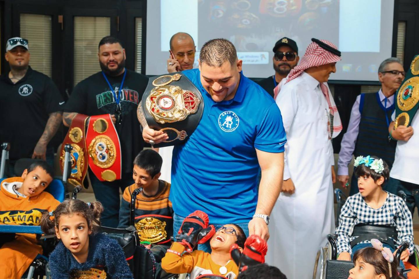 Andy Ruiz Jr during his schools visit ahead of his fight with Anthony Joshua. Courtesy Diriyah Season