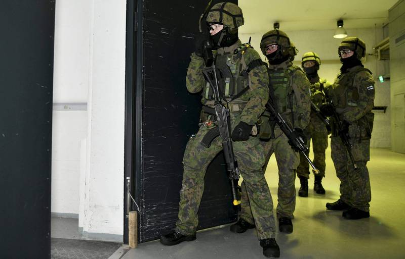 Finnish soldiers during an exercise in Helsinki. AFP