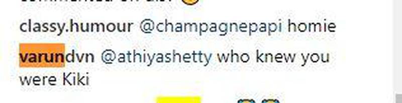 A shot of Varun's comment