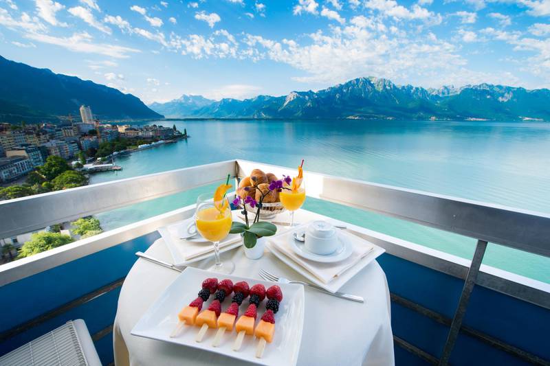 Breakfast with a view at Hotel Eurotel Montreux. Courtesy Vaud Tourism