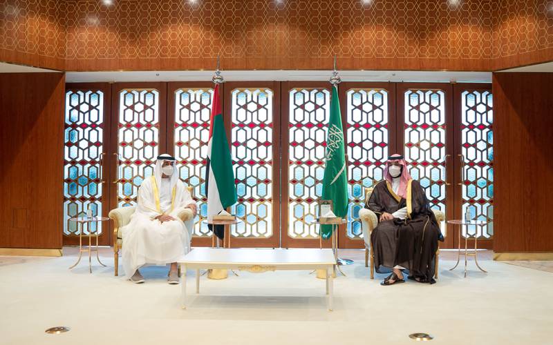 Sheikh Mohamed and Prince Mohammed discussed ways to enhance ties and co-operation.