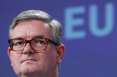 European Commissioner for the Security Union Julian King holds a news conference at the EC headquarters in Brussels, Belgium October 30, 2019. REUTERS/Yves Herman